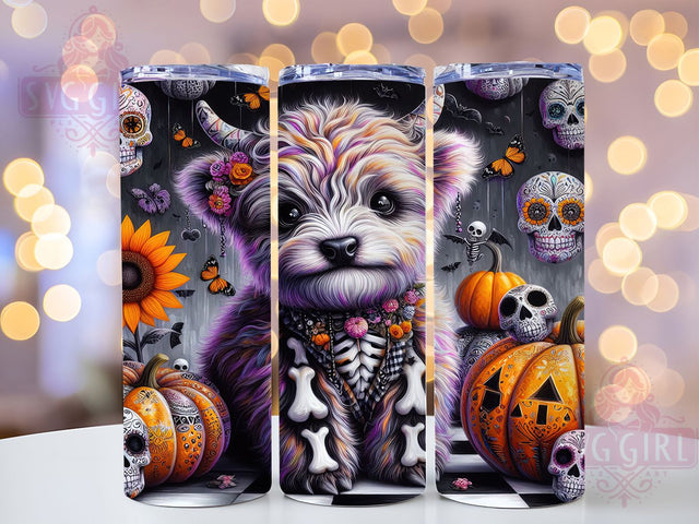 Cute Highland Cow Halloween Tumbler Wrap, Halloween Cow Wrap, 20Oz Sublimation Design, Kawaii Cow Cup, Spooky Highland Cow Drinkware, Halloween Farm Tumbler, Adorable Cow Mug Design Sublimation SvggirlplusArt 
