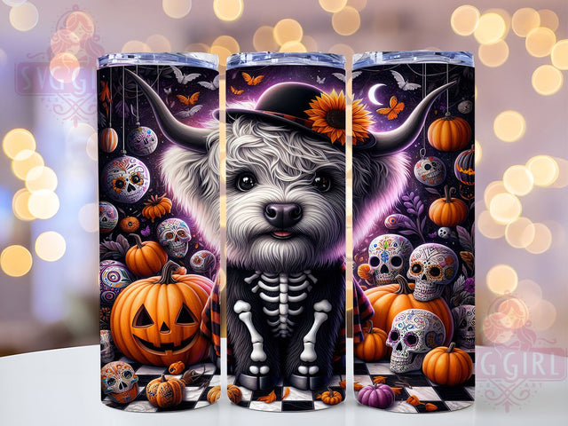 Cute Highland Cow Halloween Tumbler Wrap, Halloween Cow Wrap, 20Oz Sublimation Design, Kawaii Cow Cup, Spooky Highland Cow Drinkware, Halloween Farm Tumbler, Adorable Cow Mug Design Sublimation SvggirlplusArt 