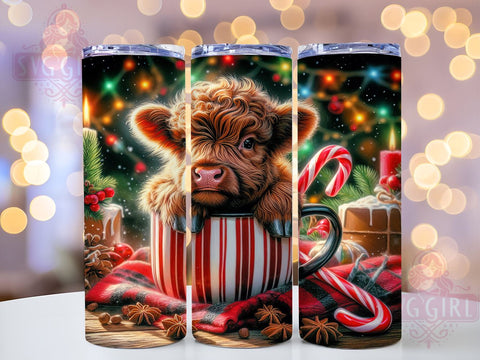 Cute Highland Cow Hot Chocolate 20oz Tumbler, Straight Tapered, Highland Cow Tumbler Png, Instant Digital Download Sublimation SvggirlplusArt 