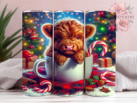 Cute Highland Cow Hot Chocolate 20oz Tumbler Wrap PNG, Highland Cow Tumbler PNG Sublimation Design, Straight & Tapered Tumbler Wrap, Instant Digital Download Sublimation Li Zamperini 