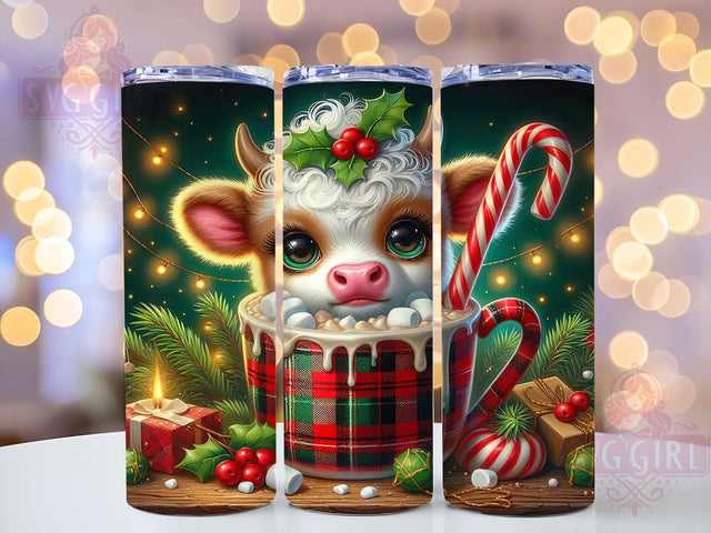 Cute Highland Cow Hot Chocolate 20oz Tumbler Wrap Sublimation Design, Straight Tapered Tumbler Wrap, Christmas Tumbler Png, Instant Digital Download Sublimation SvggirlplusArt 