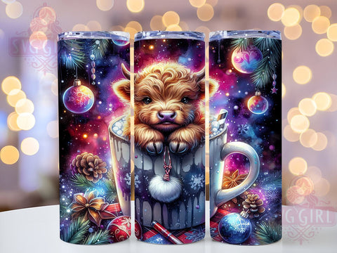 Cute Highland Cow Hot Chocolate 20oz Tumbler Wrap Sublimation Design, Straight Tapered Tumbler Wrap, Highland Cow Tumbler Png, Instant Digital Download Sublimation SvggirlplusArt 