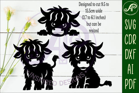 Cute Highland cow laser cut outs SVG file SVG APInspireddesigns 