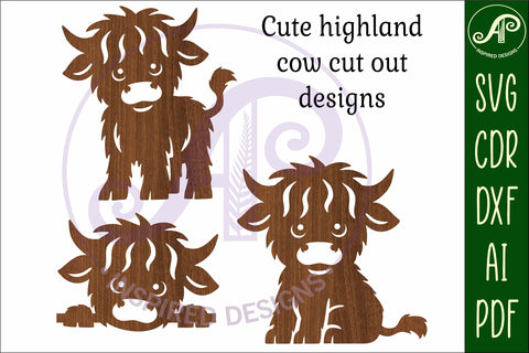 Cute Highland cow laser cut outs SVG file SVG APInspireddesigns 