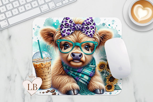 Cute Highland Cow Mousepad - Baby Cow Mouse Pad PNG Sublimation BijouBay 