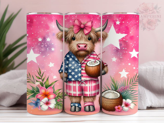 Cute Highland Cow On Beach 20oz Tumbler Wrap PNG, Highland Cow Tumbler Png, Straight & Tapered Tumbler Wrap, Instant Digital Download Sublimation Li Zamperini 