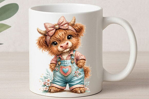 Cute Highland Cow PNG | Highland Cow Girl Sublimation PNG SVG BillahCrafts 