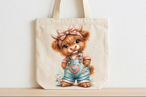 Cute Highland Cow PNG | Highland Cow Girl Sublimation PNG SVG BillahCrafts 