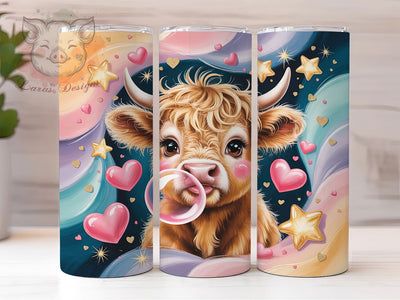 Cute Highland Cow Rustic Charm 20oz Tumbler, Baby Cow, Whimsical Design, Farmhouse Charm, Rustic Aesthetic, 20oz Tumbler Wrap, Sublimation PNG Sublimation Lara' s Designs 