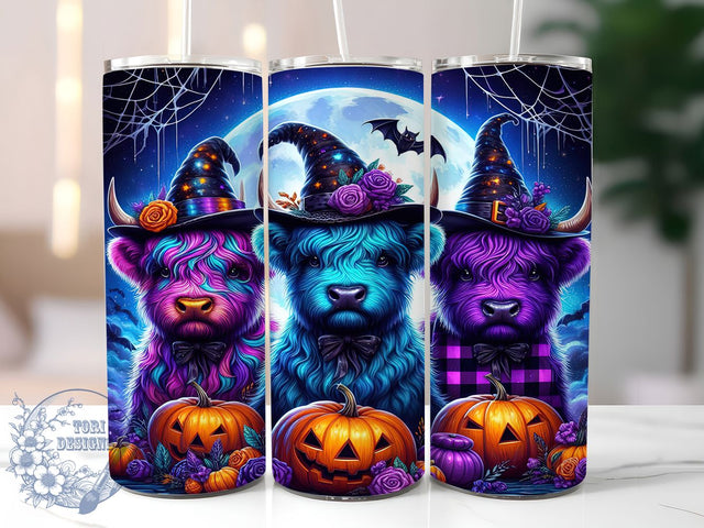 Cute Highland Cow Spooky Halloween Tumbler, Spooky Cow Tumbler, Cute Halloween Wrap, Kawaii Cow Design, 20Oz Sublimation Wrap, Farmhouse Halloween Drinkware, Autumn Cow Tumbler Sublimation ToriDesigns 