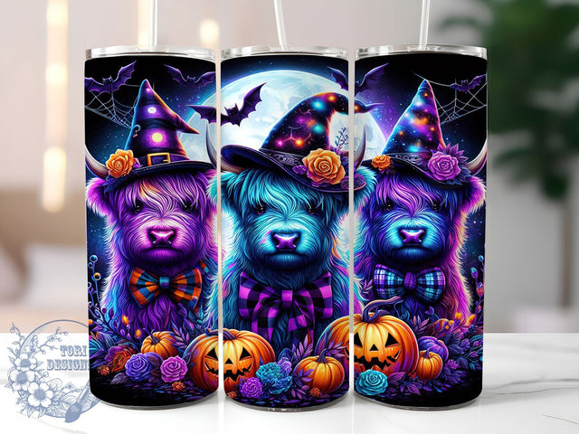 Cute Highland Cow Spooky Halloween Tumbler, Spooky Cow Tumbler, Cute Halloween Wrap, Kawaii Cow Design, 20Oz Sublimation Wrap, Farmhouse Halloween Drinkware, Autumn Cow Tumbler Sublimation ToriDesigns 