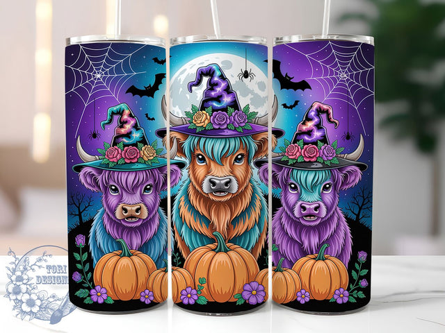 Cute Highland Cow Spooky Halloween Tumbler, Spooky Cow Tumbler, Cute Halloween Wrap, Kawaii Cow Design, 20Oz Sublimation Wrap, Farmhouse Halloween Drinkware, Autumn Cow Tumbler Sublimation ToriDesigns 