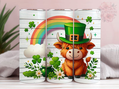 Cute Highland Cow St Patrick's Day 20oz Tumbler Wrap PNG, Straight & Tapered Tumbler Wrap, St Patrick's Tumbler Wrap, Instant Digital Download Sublimation Li Zamperini 