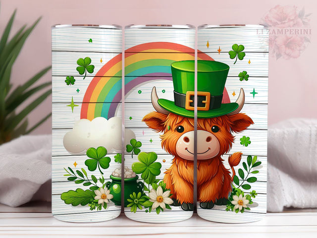 Cute Highland Cow St Patrick's Day 20oz Tumbler Wrap PNG, Straight & Tapered Tumbler Wrap, St Patrick's Tumbler Wrap, Instant Digital Download Sublimation Li Zamperini 