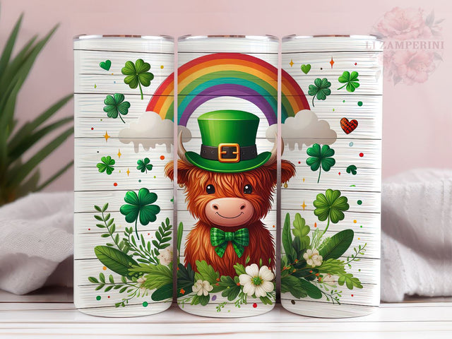 Cute Highland Cow St Patrick's Day 20oz Tumbler Wrap PNG, Straight & Tapered Tumbler Wrap, St Patrick's Tumbler Wrap, Instant Digital Download Sublimation Li Zamperini 