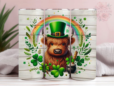 Cute Highland Cow St Patrick's Day 20oz Tumbler Wrap PNG, Straight & Tapered Tumbler Wrap, St Patrick's Tumbler Wrap, Instant Digital Download Sublimation Li Zamperini 