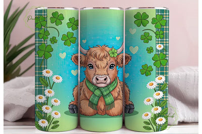 Cute Highland Cow St. Patty's Skinny PNG Sublimation PixelChick 