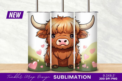 Cute Highland Cow Surrounded By Hearts Sublimation Regulrcrative 