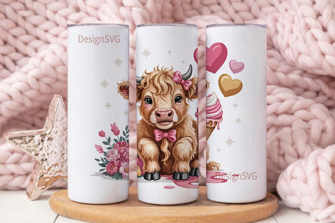 Cute Highland Cow Tumbler Wrap Sublimation DesignSVG 