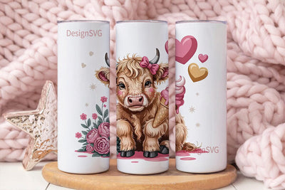 Cute Highland Cow Tumbler Wrap Sublimation DesignSVG 