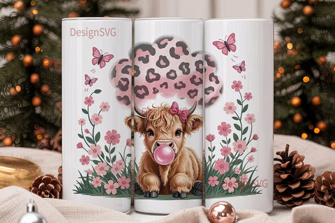 Cute Highland Cow Tumbler Wrap Sublimation DesignSVG 