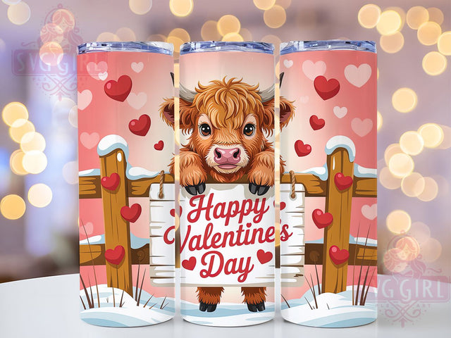 Cute Highland Cow Valentine Tumbler, Cute Cow Wrap, Farmhouse Valentine Cup, Romantic Sublimation Design, Valentine Gift Tumbler, Sweet Cow Hearts Wrap, Adorable Love Cup Sublimation SvggirlplusArt 
