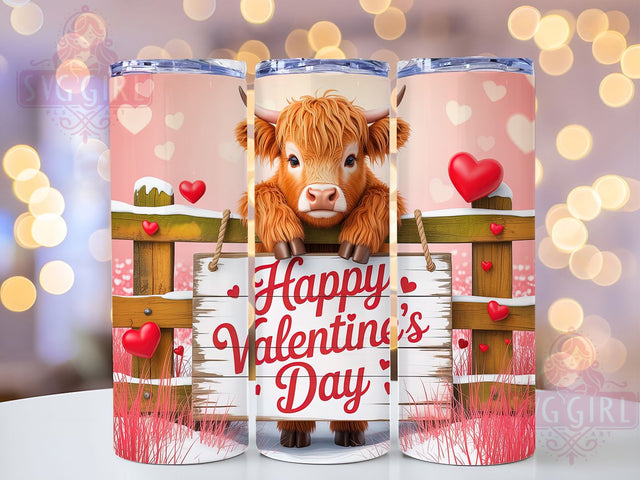 Cute Highland Cow Valentine Tumbler, Cute Cow Wrap, Farmhouse Valentine Cup, Romantic Sublimation Design, Valentine Gift Tumbler, Sweet Cow Hearts Wrap, Adorable Love Cup Sublimation SvggirlplusArt 