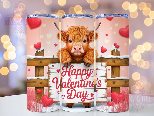 Cute Highland Cow Valentine Tumbler, Cute Cow Wrap, Farmhouse Valentine Cup, Romantic Sublimation Design, Valentine Gift Tumbler, Sweet Cow Hearts Wrap, Adorable Love Cup Sublimation SvggirlplusArt 
