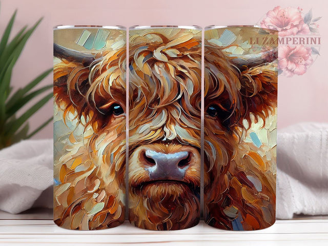 Cute Highland Cow Valentine's 20oz Tumbler, Valentine's Day Gift, 20oz Tumbler Wrap, Sublimation Design, Cute Cow Art, Animal Lover Gift, Farmhouse Decor Sublimation Li Zamperini 