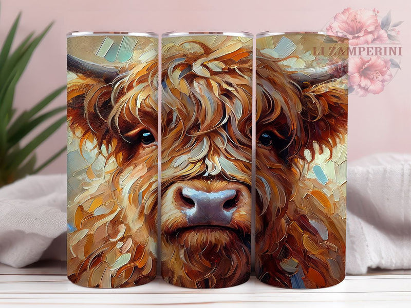 Cute Highland Cow Valentine's 20oz Tumbler, Valentine's Day Gift, 20oz Tumbler Wrap, Sublimation Design, Cute Cow Art, Animal Lover Gift, Farmhouse Decor Sublimation Li Zamperini 