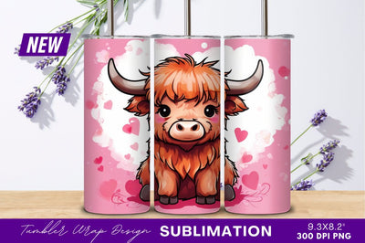 Cute highland cow valentines day illustration Sublimation Regulrcrative 