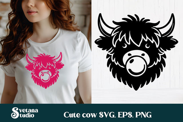 Cute highland cow with bubble SVG | Cow SVG design SVG Svetana Studio 