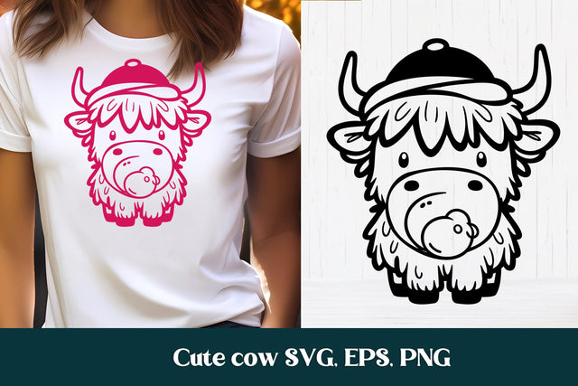 Cute highland cow with bubble SVG design SVG Svetana Studio 