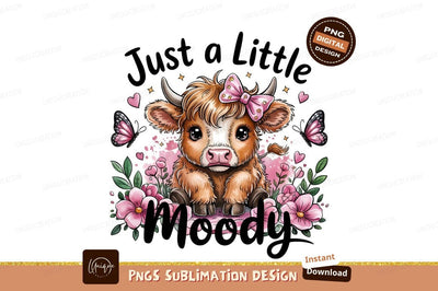 Cute Highland Cow With Floral Sublimation Sublimation Designangry 