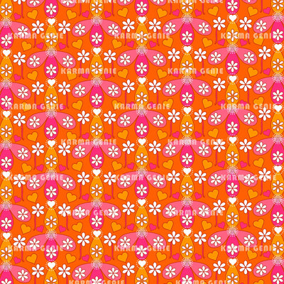 Cute Hippie Style Summer Hearts And Flowers Pattern Digital Paper Digital Pattern Karma Genie Graphics 