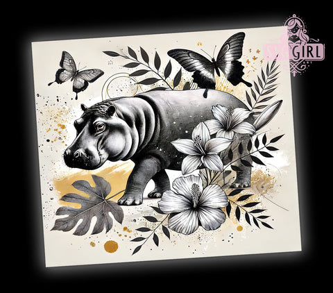 Cute Hippo Wildlife 20oz Tumbler, Wildlife Enthusiast, Animal Lover Gift, 20oz Drinkware, Sublimation Design, Cute Hippo Mug, Nature Lover Accessories Sublimation SvggirlplusArt 