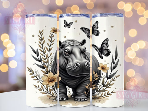 Cute Hippo Wildlife 20oz Tumbler, Wildlife Enthusiast, Animal Lover Gift, 20oz Drinkware, Sublimation Design, Cute Hippo Mug, Nature Lover Accessories Sublimation SvggirlplusArt 
