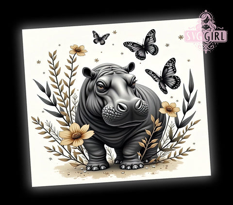 Cute Hippo Wildlife 20oz Tumbler, Wildlife Enthusiast, Animal Lover Gift, 20oz Drinkware, Sublimation Design, Cute Hippo Mug, Nature Lover Accessories Sublimation SvggirlplusArt 