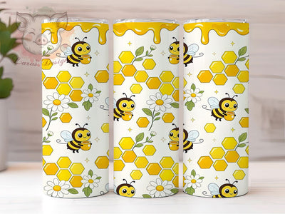 Cute Honey Bee Daisy 20oz Tumbler, Kawaii Insect, Spring Garden, Yellow And White, Friendly Bee, Floral Art, Whimsical Nature, Sublimation Wrap Sublimation Lara' s Designs 