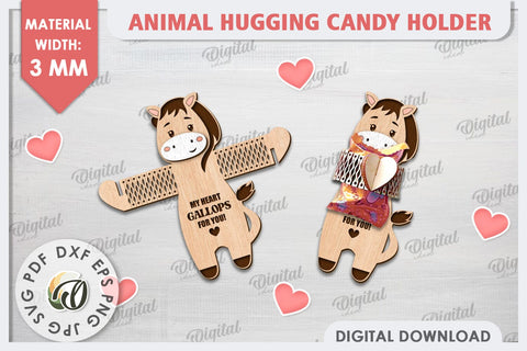 Cute Horse Candy Holder Laser Cut. Valentines Gift SVG SVG Evgenyia Guschina 