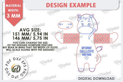 Cute Horse Candy Holder Laser Cut. Valentines Gift SVG SVG Evgenyia Guschina 