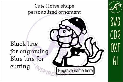 Cute horse Christmas Ornament SVG laser cut SVG APInspireddesigns 