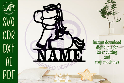Cute Horse name sign svg laser cut template SVG APInspireddesigns 