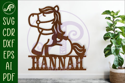 Cute Horse name sign svg laser cut template SVG APInspireddesigns 