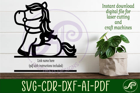 Cute Horse name sign svg laser cut template SVG APInspireddesigns 
