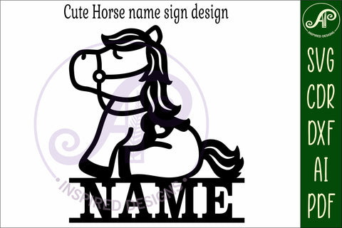 Cute Horse name sign svg laser cut template SVG APInspireddesigns 