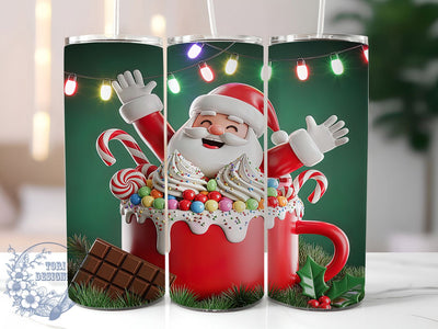 Cute Hot Chocolate Santa Tumbler, Hot Chocolate Sublimation Design, Festive Santa Art, 20oz Xmas Tumbler, Whimsical Holiday Mug, Stylish Santa Cup, Cozy Christmas Wrap Sublimation ToriDesigns 