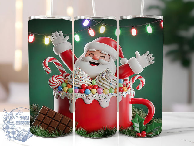 Cute Hot Chocolate Santa Tumbler, Hot Chocolate Sublimation Design, Festive Santa Art, 20oz Xmas Tumbler, Whimsical Holiday Mug, Stylish Santa Cup, Cozy Christmas Wrap Sublimation ToriDesigns 