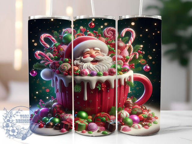 Cute Hot Chocolate Santa Tumbler, Hot Chocolate Sublimation Design, Festive Santa Art, 20oz Xmas Tumbler, Whimsical Holiday Mug, Stylish Santa Cup, Cozy Christmas Wrap Sublimation ToriDesigns 