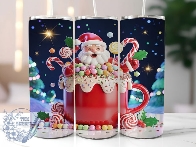 Cute Hot Chocolate Santa Tumbler, Hot Chocolate Sublimation Design, Festive Santa Art, 20oz Xmas Tumbler, Whimsical Holiday Mug, Stylish Santa Cup, Cozy Christmas Wrap Sublimation ToriDesigns 